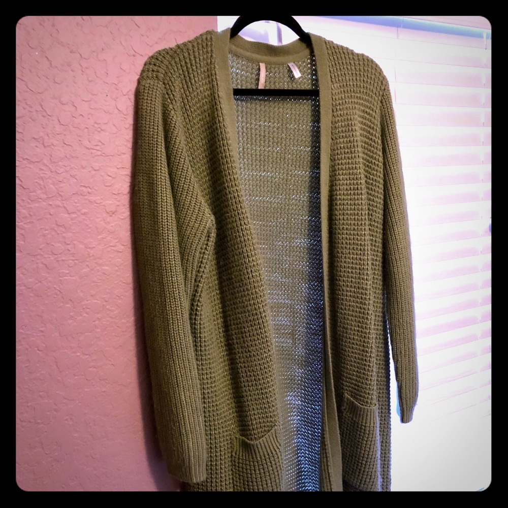 Plus Size Green Knit Duster